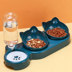 Load image into Gallery viewer, 3-in-1 Cat Feeding Station with Tilted Bowls &amp; Water Feeder
