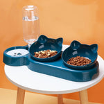 Load image into Gallery viewer, 3-in-1 Cat Feeding Station with Tilted Bowls &amp; Water Feeder
