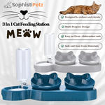 Load image into Gallery viewer, 3-in-1 Cat Feeding Station with Tilted Bowls &amp; Water Feeder
